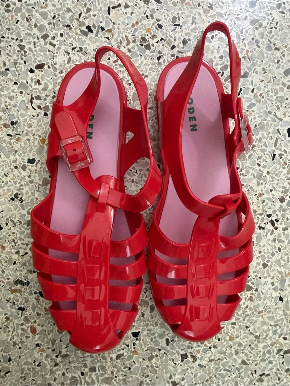 EUC Boden Jelly shoes red pink 41 made in Spain US 9.5